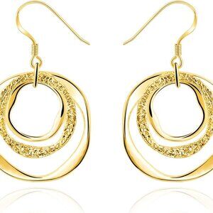 Hypoallergenic Sterling Silver Circle & Dangle Earrings Geometric Boho Style Jew